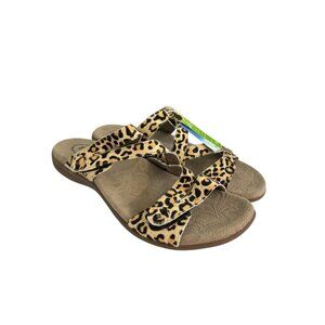 Taos Women's Double U Strappy slide sandals size 9 animal print calf hair NWT